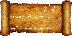 Kremmer Antigon névjegykártya
